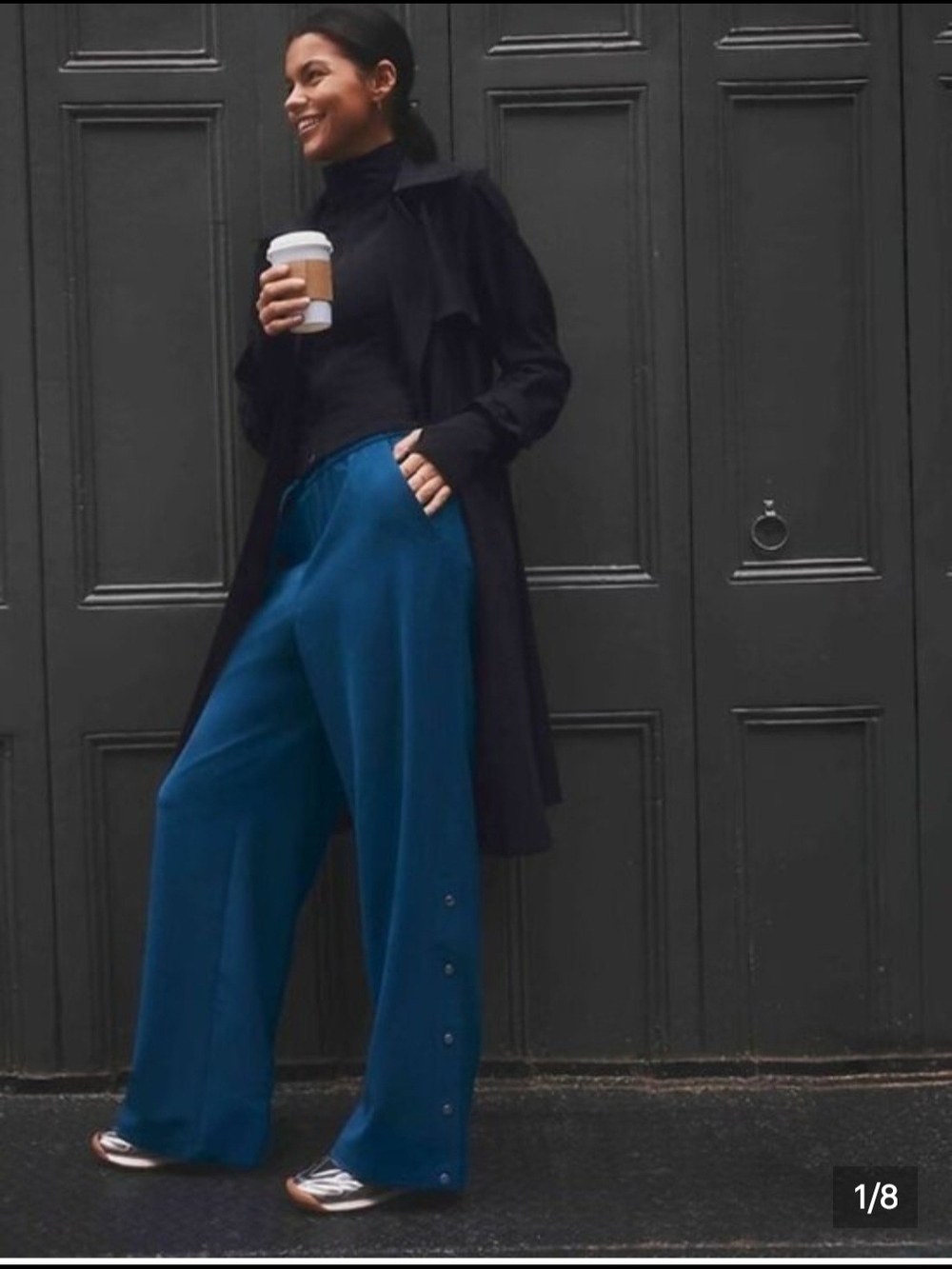 Athleta MVP Snap Wide-Leg  Pants in Maritime Blue Petite!